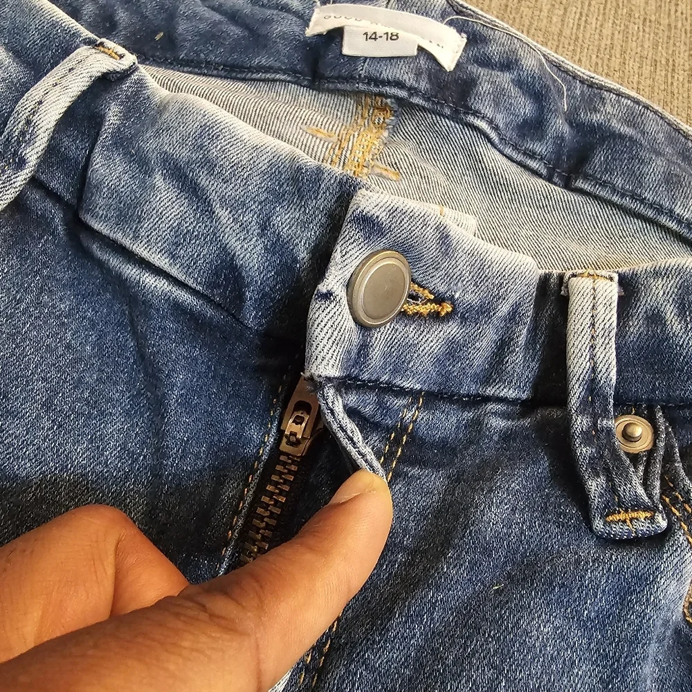 Good American Distressed High Rise Denim Casual Medium Wash Jeams Size 14-18 - Picture 5 of 8